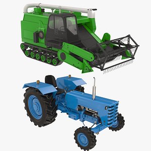 Rice Combine Harvester and Tractor model