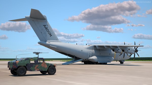 modelo 3d Humvee dentro de un Airbus A400M con aparejo Atlas ...