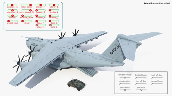 modelo 3d Humvee dentro de un Airbus A400M con aparejo Atlas ...
