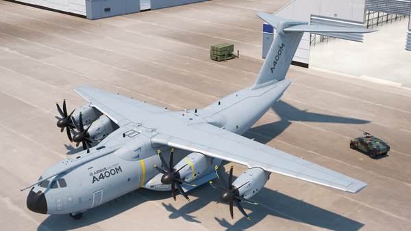 modelo 3d Humvee dentro de un Airbus A400M con aparejo Atlas ...