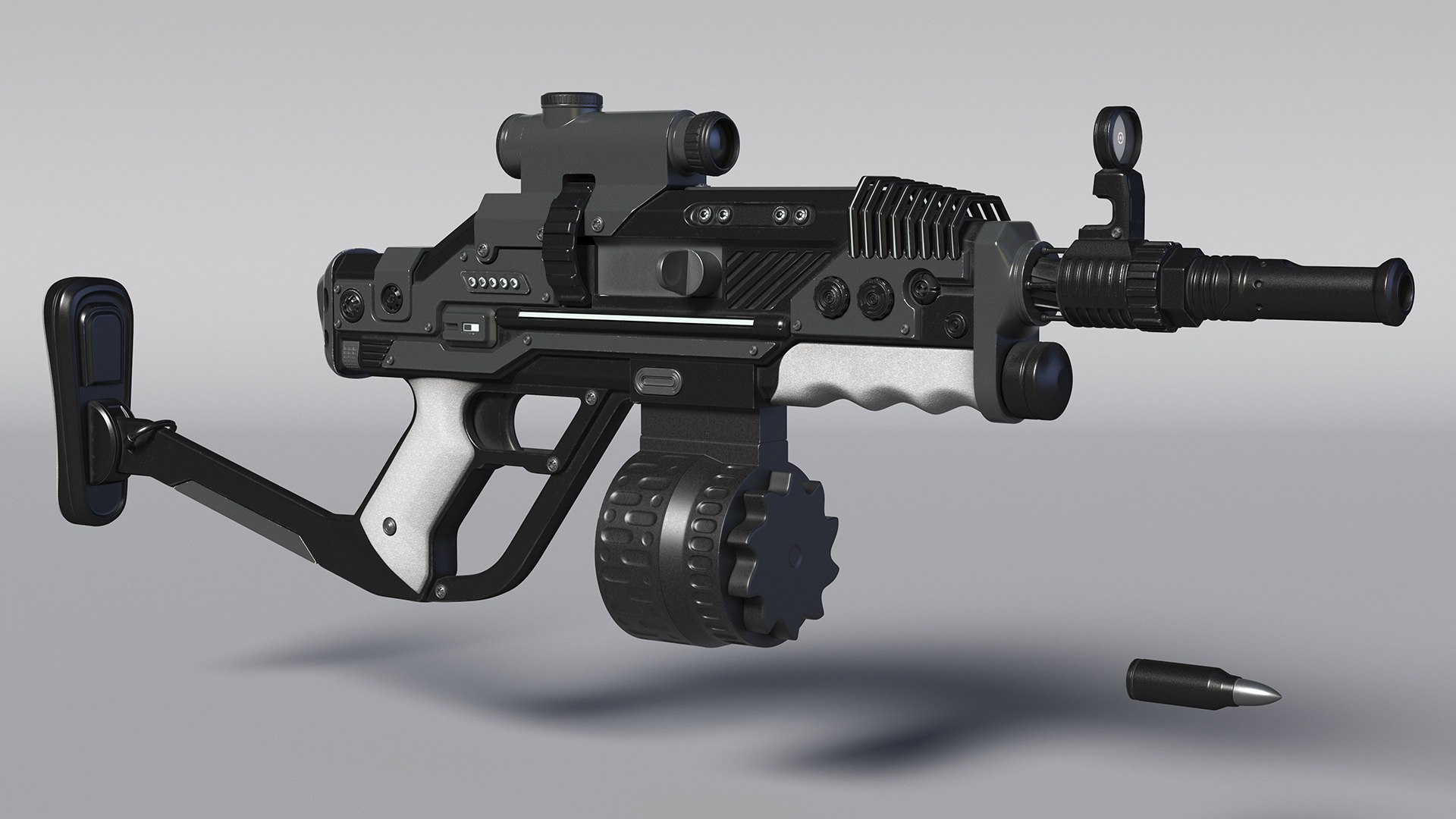 3D Futuristic Rifle Dark Colored Rigged For Cinema 4D - TurboSquid 2222824