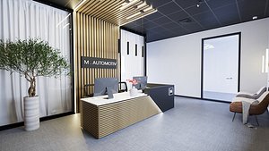 Modern Black Tone Reception Area Scene for Cinema 4D and Corona Renderer 3D model