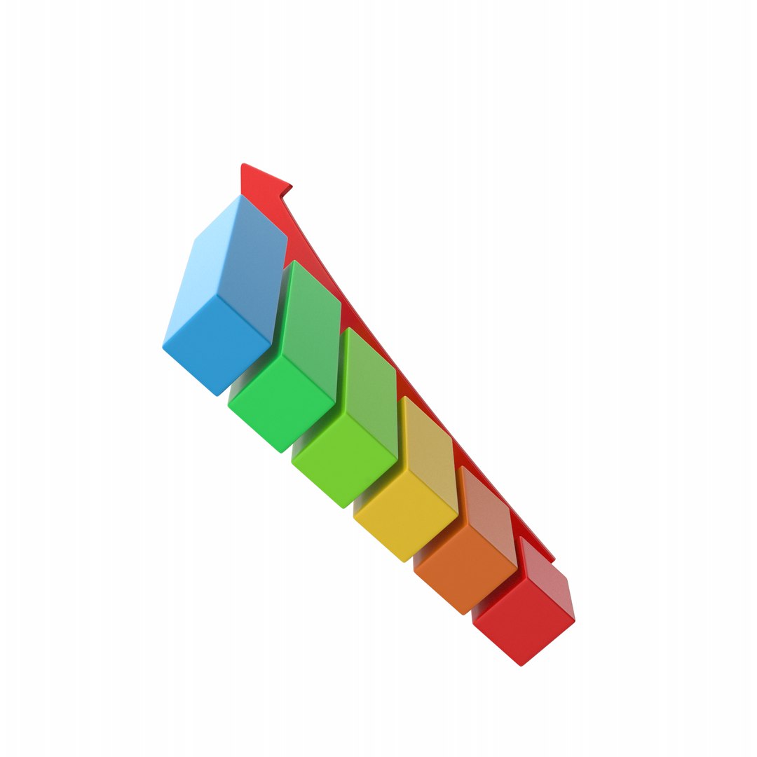 3D Colored Rising Graph - TurboSquid 2245361