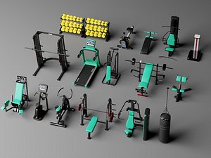 Gym Fitness Equipment Pack 3D Models
