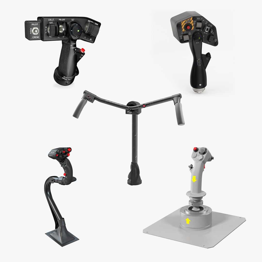Helicopter Flight Control Sticks Collection 3 3D model preview
