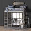 3D kieran study loft bed model