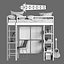3D kieran study loft bed model