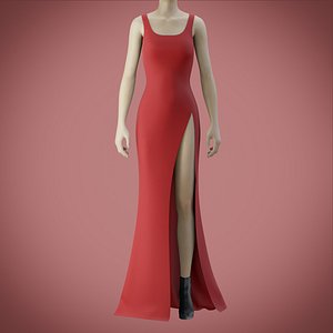 red gown slit 3D model