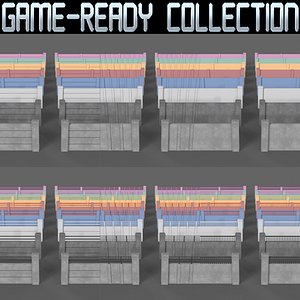 3D PBR Concrete Wall - Collection model