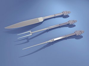 antique cutlery 3d obj