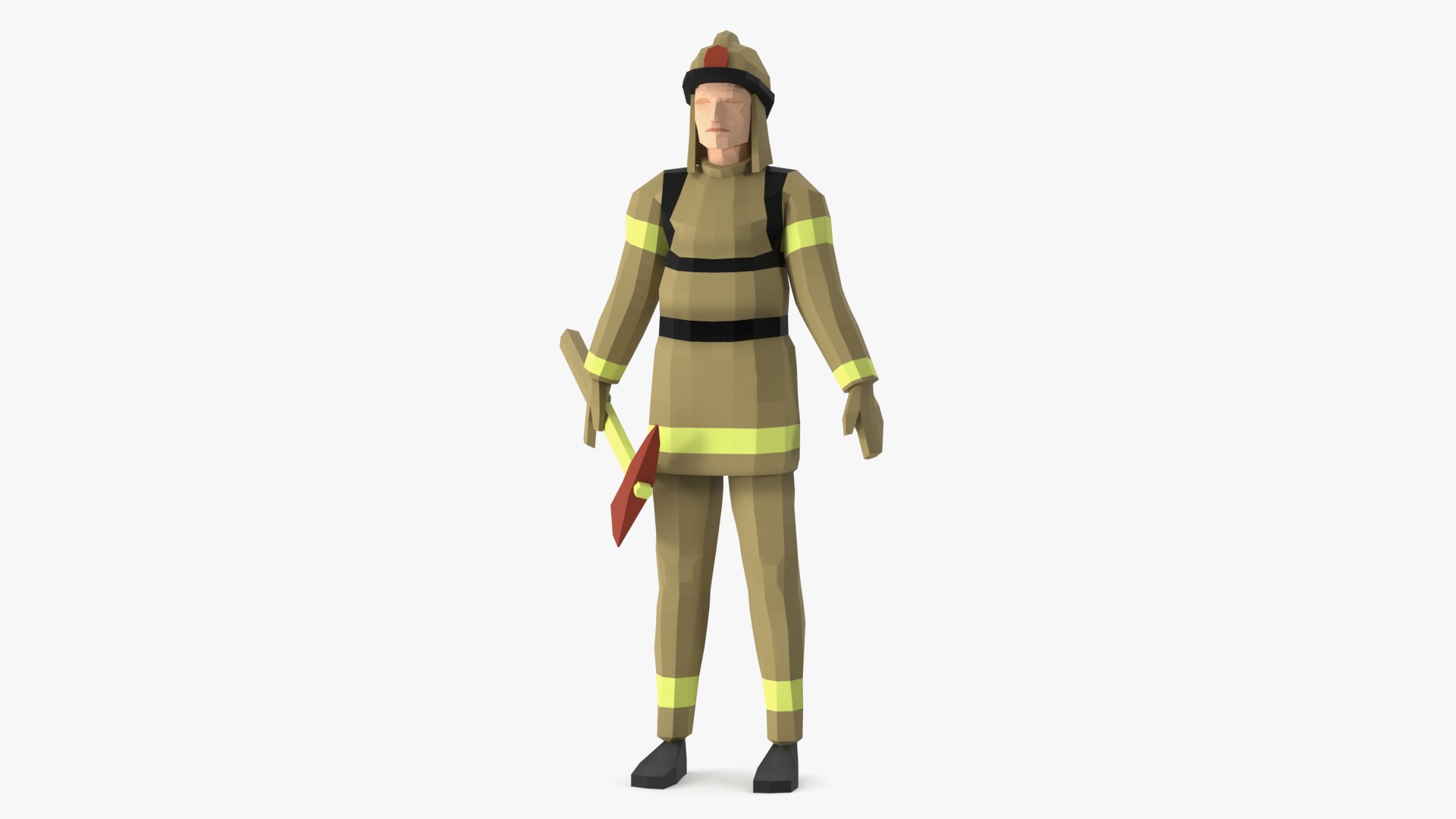 Low Poly Firefighter 3D model preview