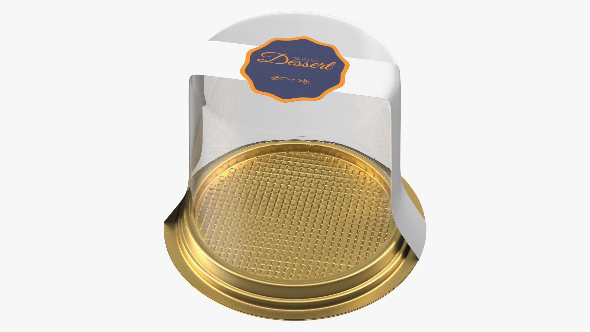Plastic Packaging for Cake Piece Round Golden 3D model preview