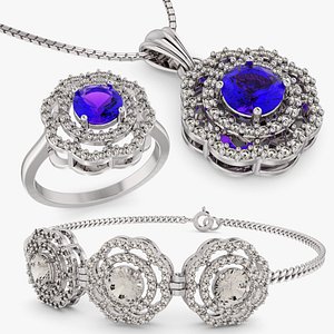 One Set Hallow Flower Diamond Collection 3D model