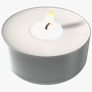 3D Lit Tea Light Candle