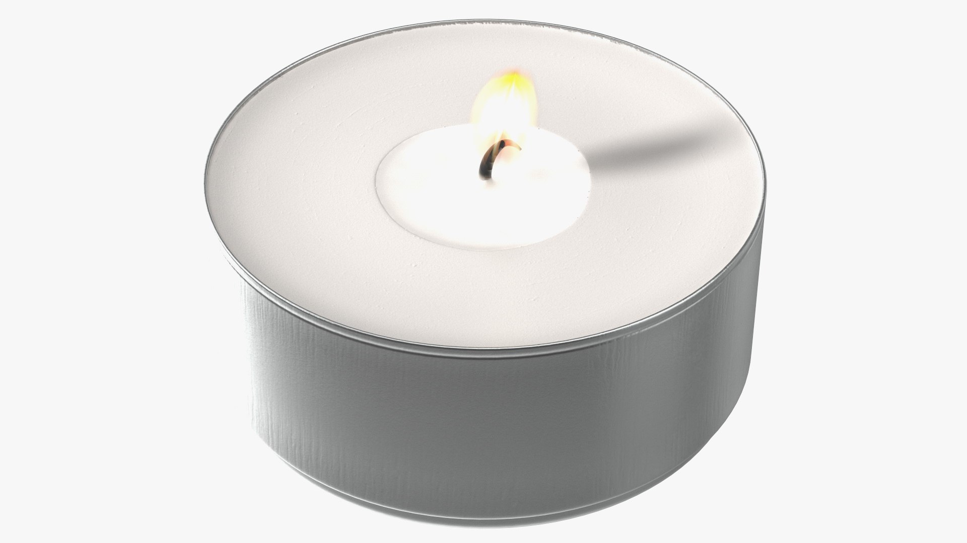 Lit Tea Light Candle 3D model preview