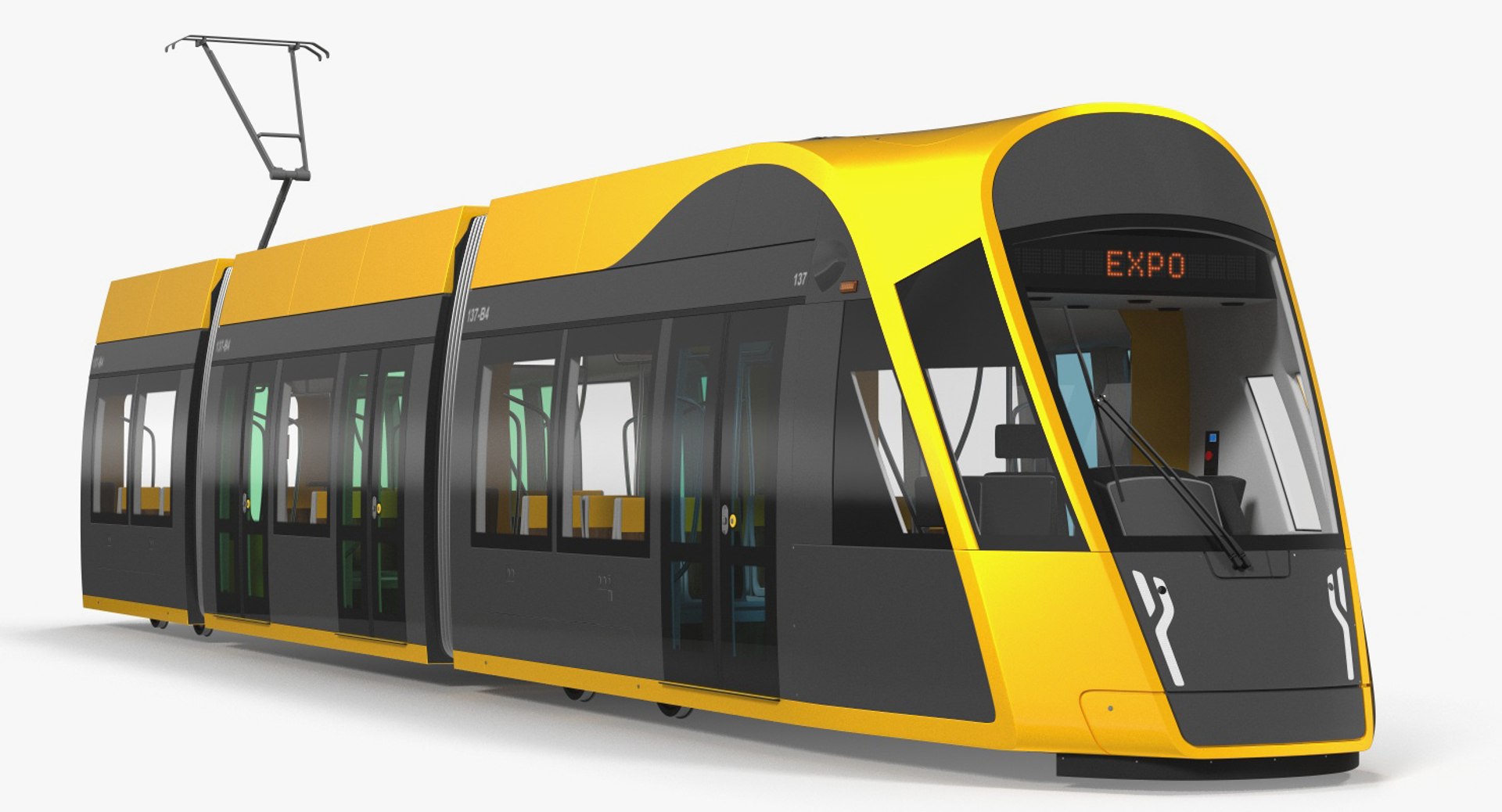 City Tram Generic Rigged 3D model preview