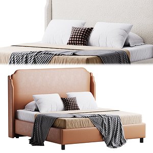 Aurora Wingback Blush Bed 3D model