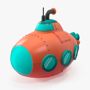 3D Cartoon Red Submarine model