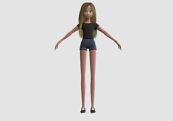 blond cartoon woman 3D model