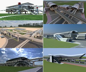 3D Collection of Light Rail Stations model