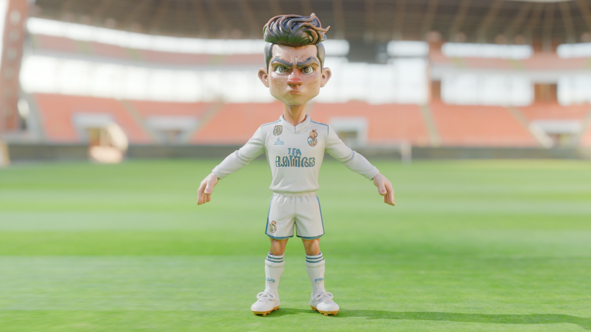Rigged Football Player Cristiano Ronaldo In White Kit TPose 3D Model ...