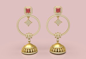 Jhumka Earring - 007 3D model