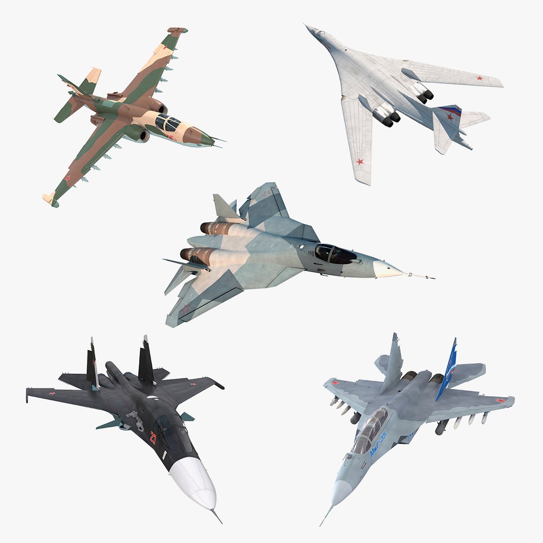 Rigged Russian Millitary Airplanes 3D Models Collection 2 3D model preview