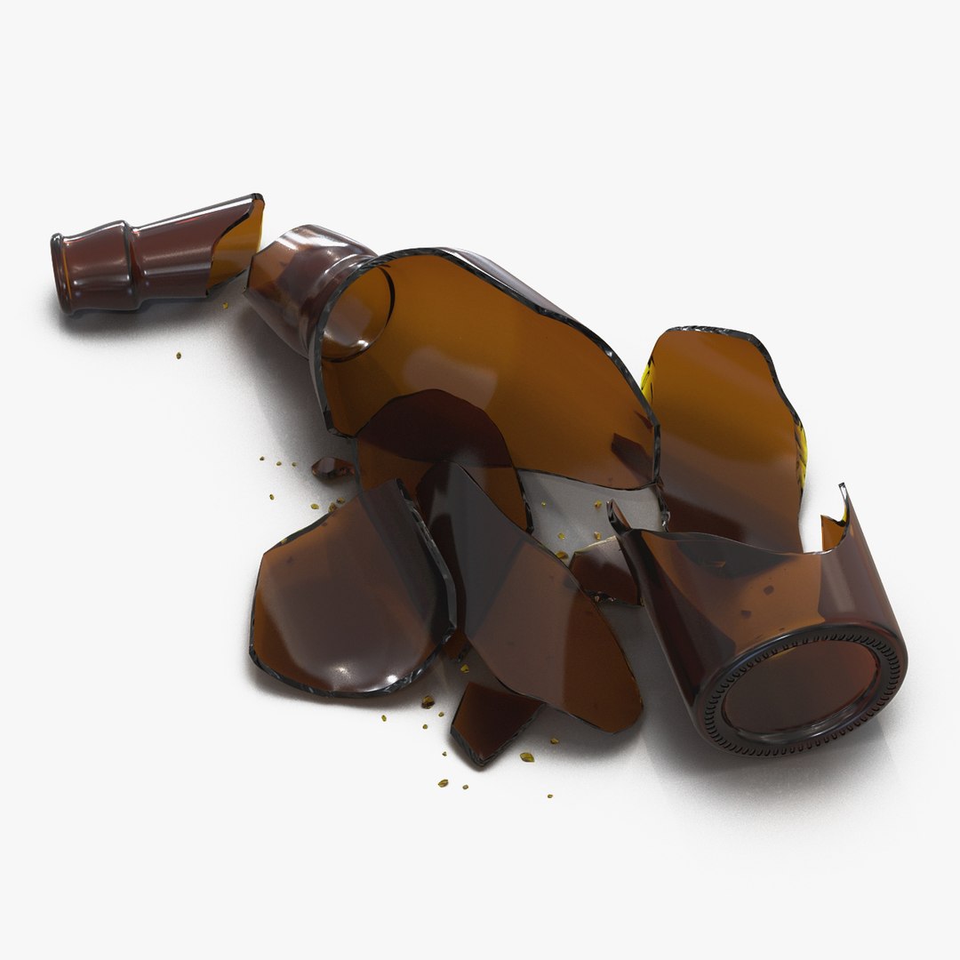 Broken Beer Bottle Brown 3D model preview