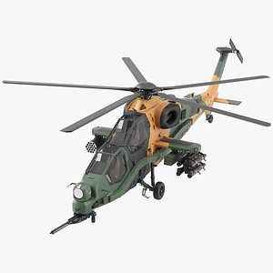 3D T129 ATAK Green Helicopter Rigged