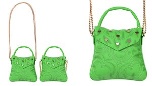 3D Lovely Heart Embellished Handbag green