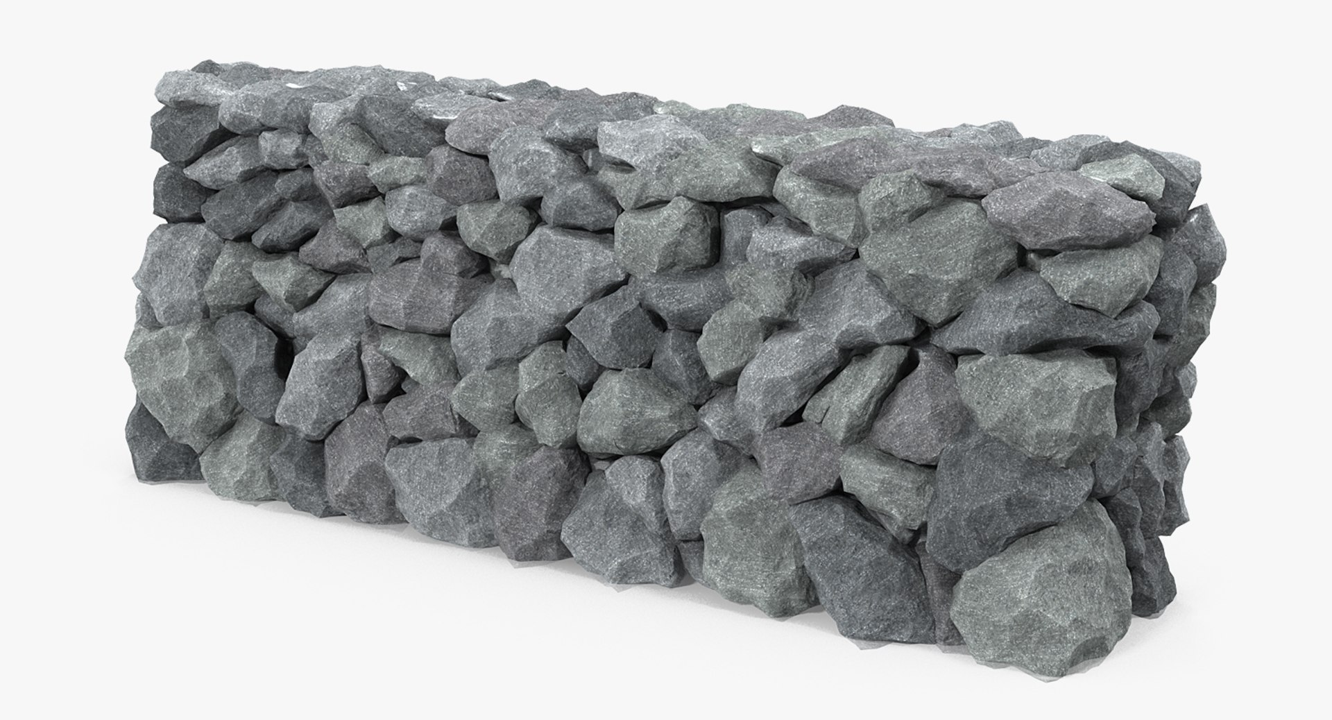 Grey Stone Wall 3D model preview