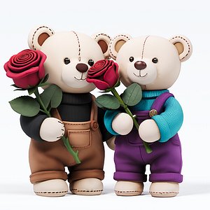 Strap pants sweater bear couple doll model