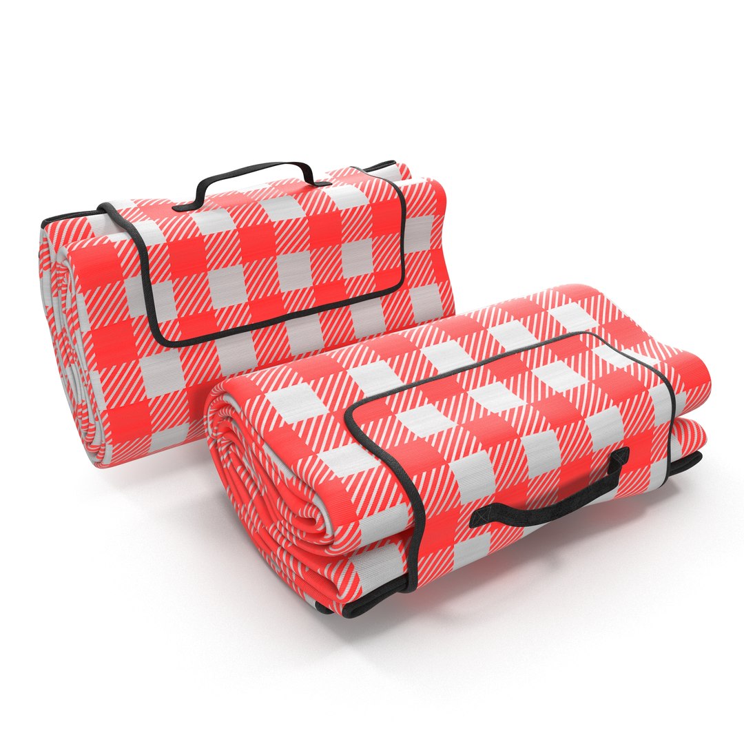 Picnic Blanket Red Folded 3D model preview