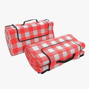 picnic blanket red folded c4d