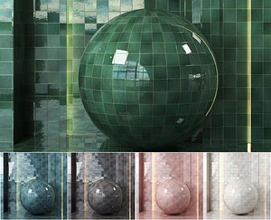 Portmore Glazed Ceramic Tile Seamless PBR Textures - Handcrafted Zellige Look Set of 5