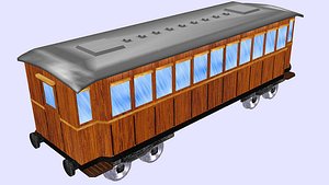 old wooden rail passenger 3D model
