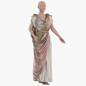 female greek outfit with texture and smart material 3D model
