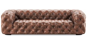 Vintage Brown Leather Chesterfield Sofa Low-poly