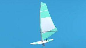 Low Poly Cartoon Windsurf 3D model