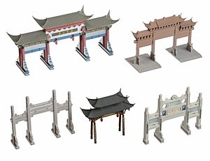 Ancient Asian Architecture Memorial Archway Torii Gateway Honorific Arch Chinese Architectural Arch