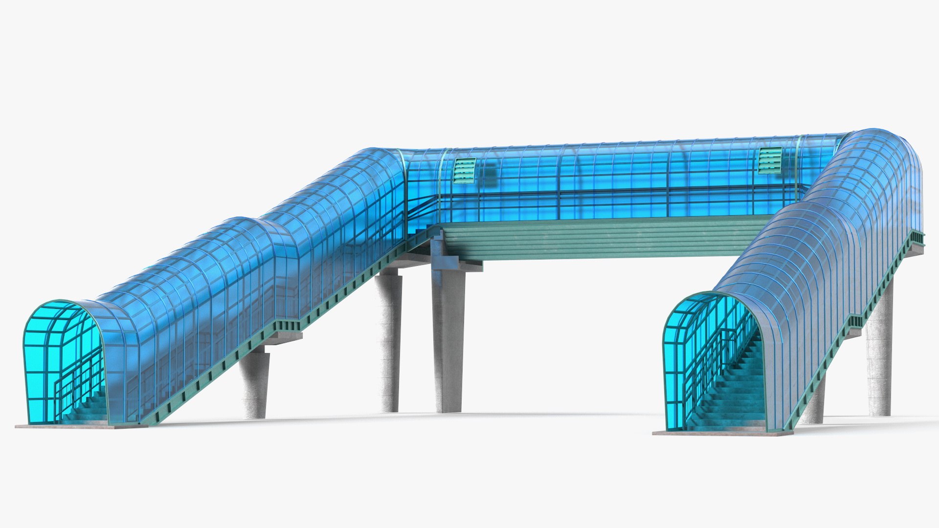 Above Ground Pedestrian Crossing 2-lane Road 3D model preview