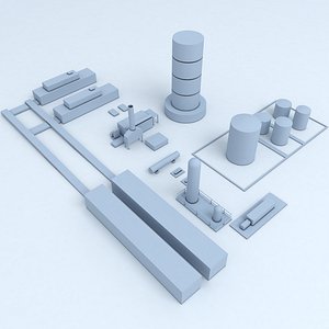3D factory industrial buildings model