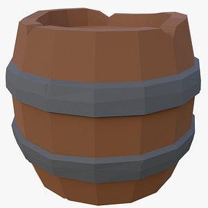 Wooden barrel low poly