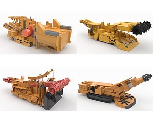 3D Collection of Mining and Tunneling Equipments model