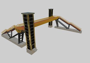 Steel Pedestrian Bridge-Elevator-Oblique Cone Column Type-25 model