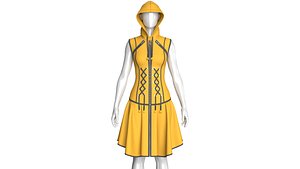 Girls Sleeveless Full-Zip Hooded Dress