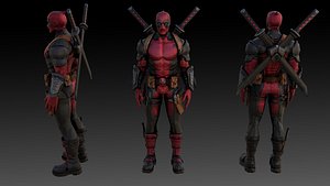 Deadpool Marvel 3D Model High-Quality Rigged 3D