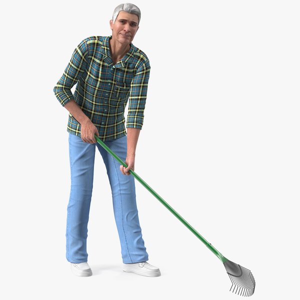 3D model elderly man homewear working