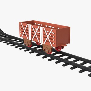 toy railway wagon rails 3D model