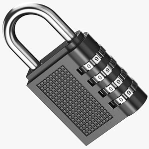 Detailed Combination Padlock Black